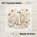 Boho Floral Ghost Halloween DTF Transfer: 10"
