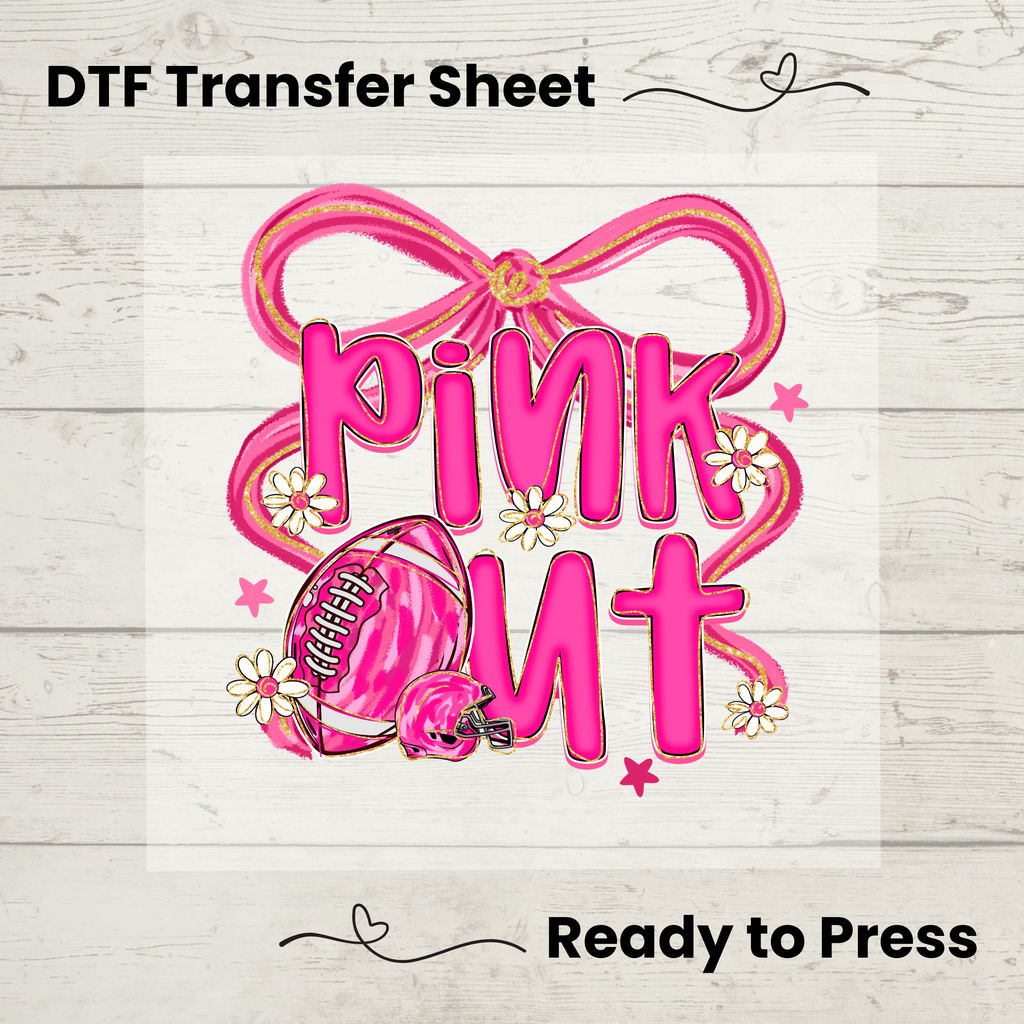 Pink Out Football Breast Cancer DTF: 10"