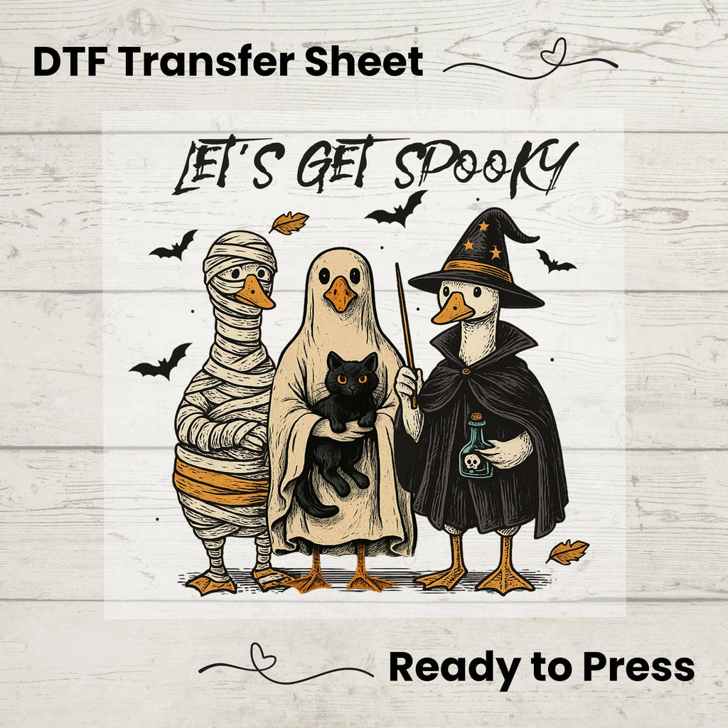 Let’s Get Spooky Goose DTF Transfer – Vintage Halloween: 10"