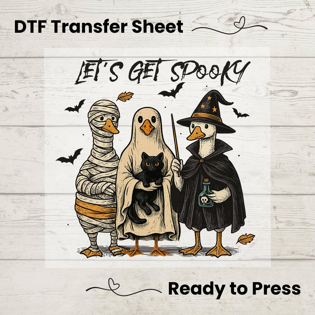 Let’s Get Spooky Goose DTF Transfer – Vintage Halloween: 10"