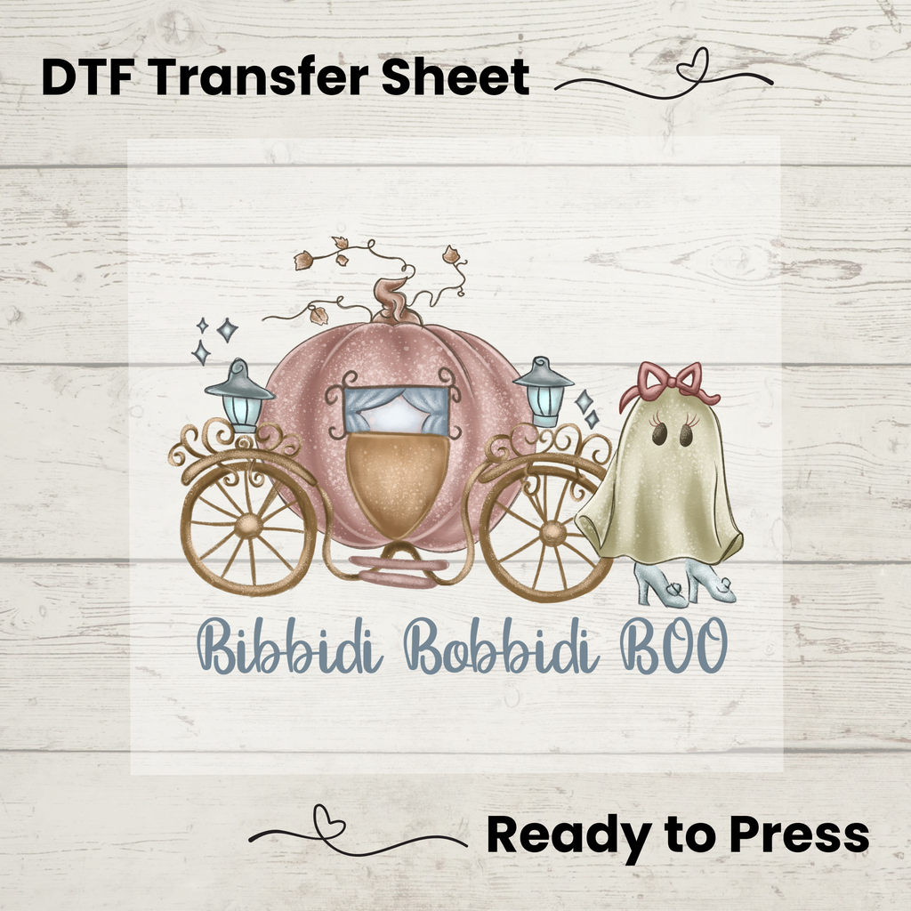 Bibbidi Bobbidi Boo Pumpkin Ghost DTF Transfer: 10"