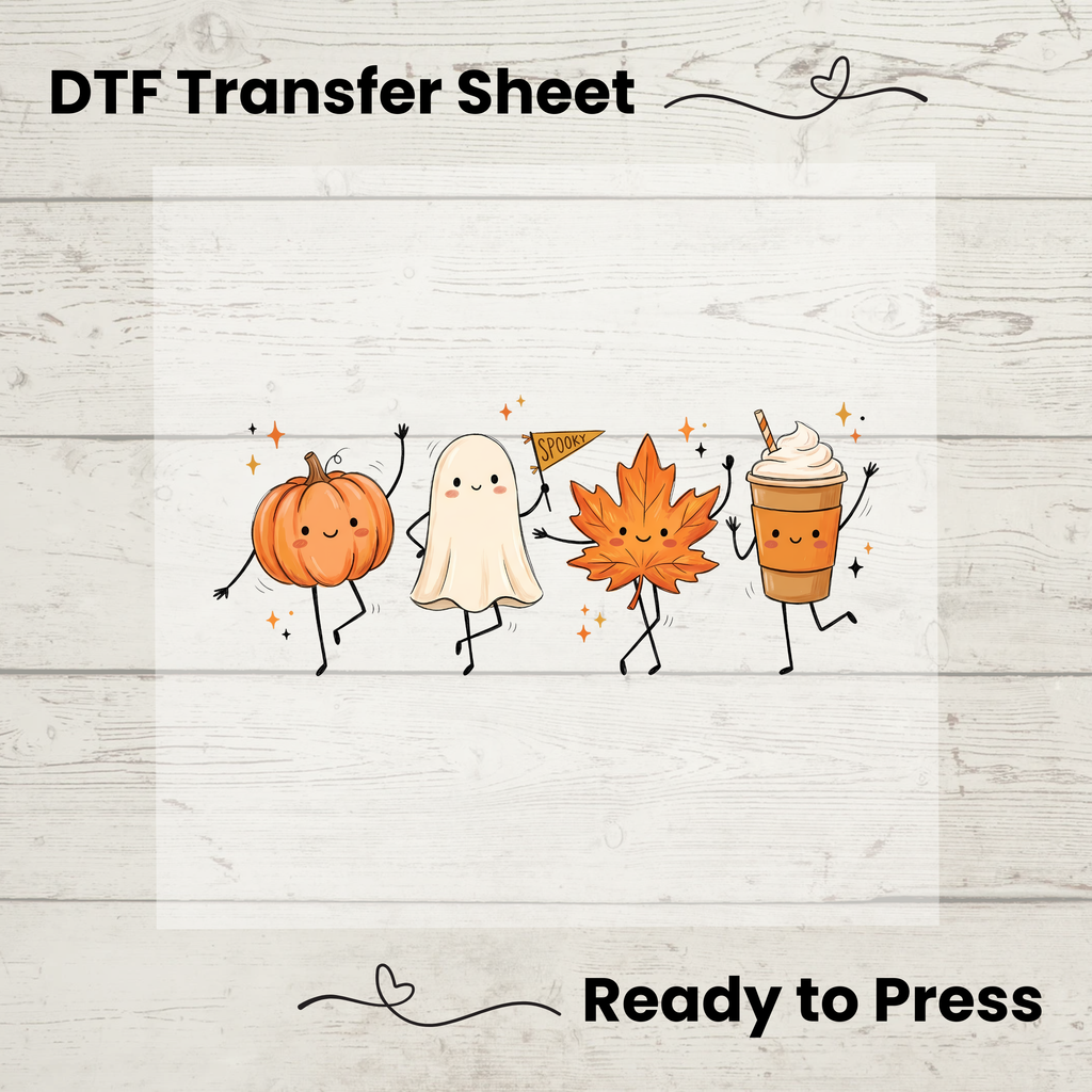 Fall Friends Doodle DTF Transfer | Cute Autumn Design: 10"