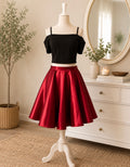 Black & Red Two-Piece Satin Party Dress
