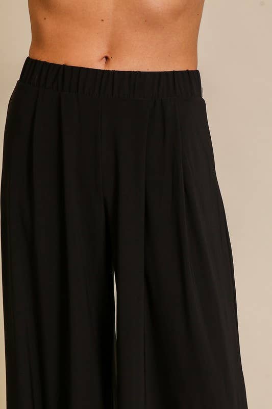 Elastic High Waisted ITY Knit Wide Leg Pants : Fuchsia / L