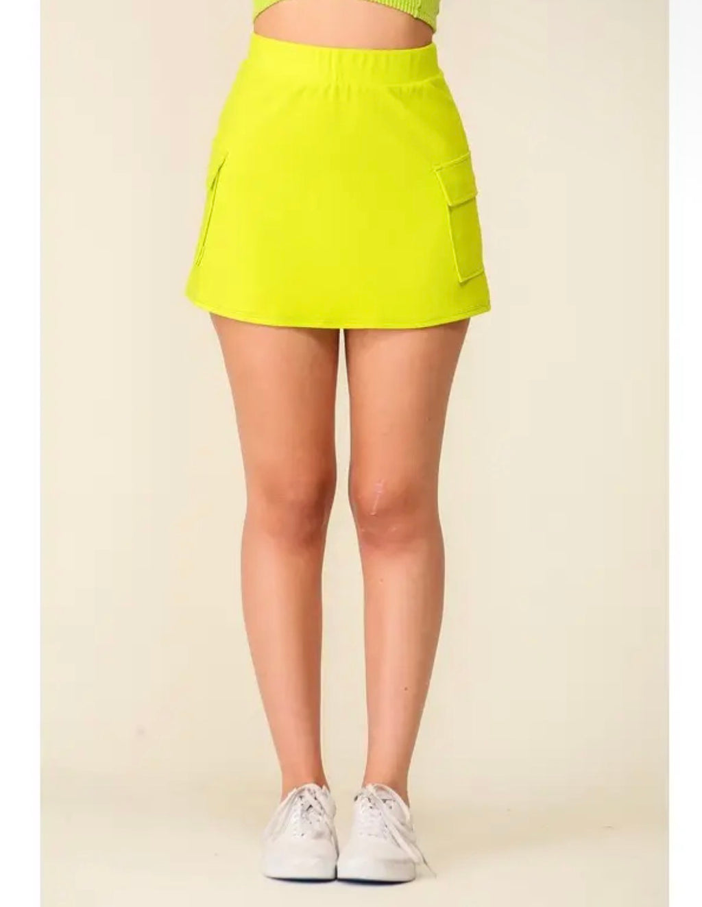 Neon Lime Cargo Skirt