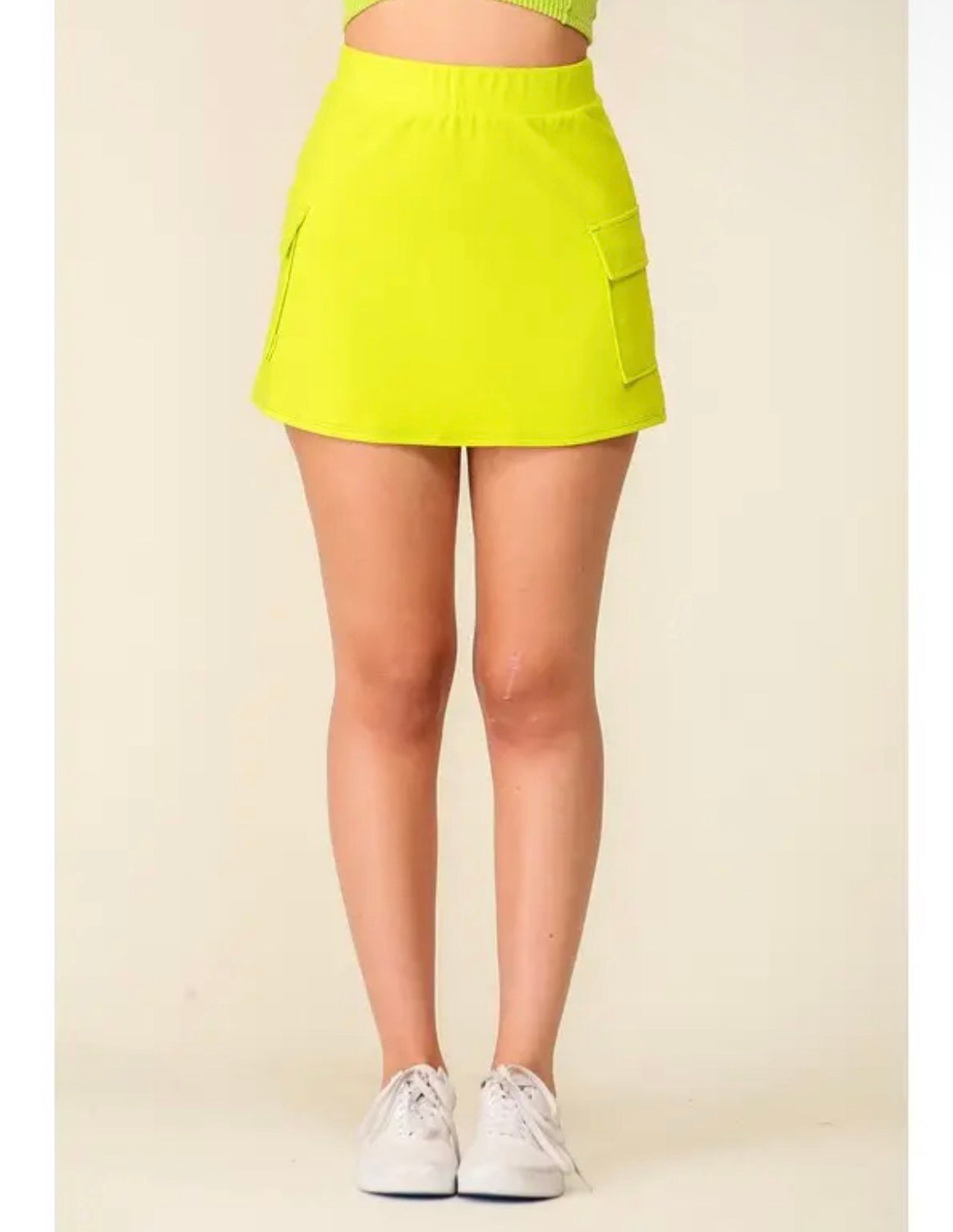 Neon Lime Cargo Skirt