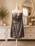 Metallic Pewter Strapless Sequin Cape Dress