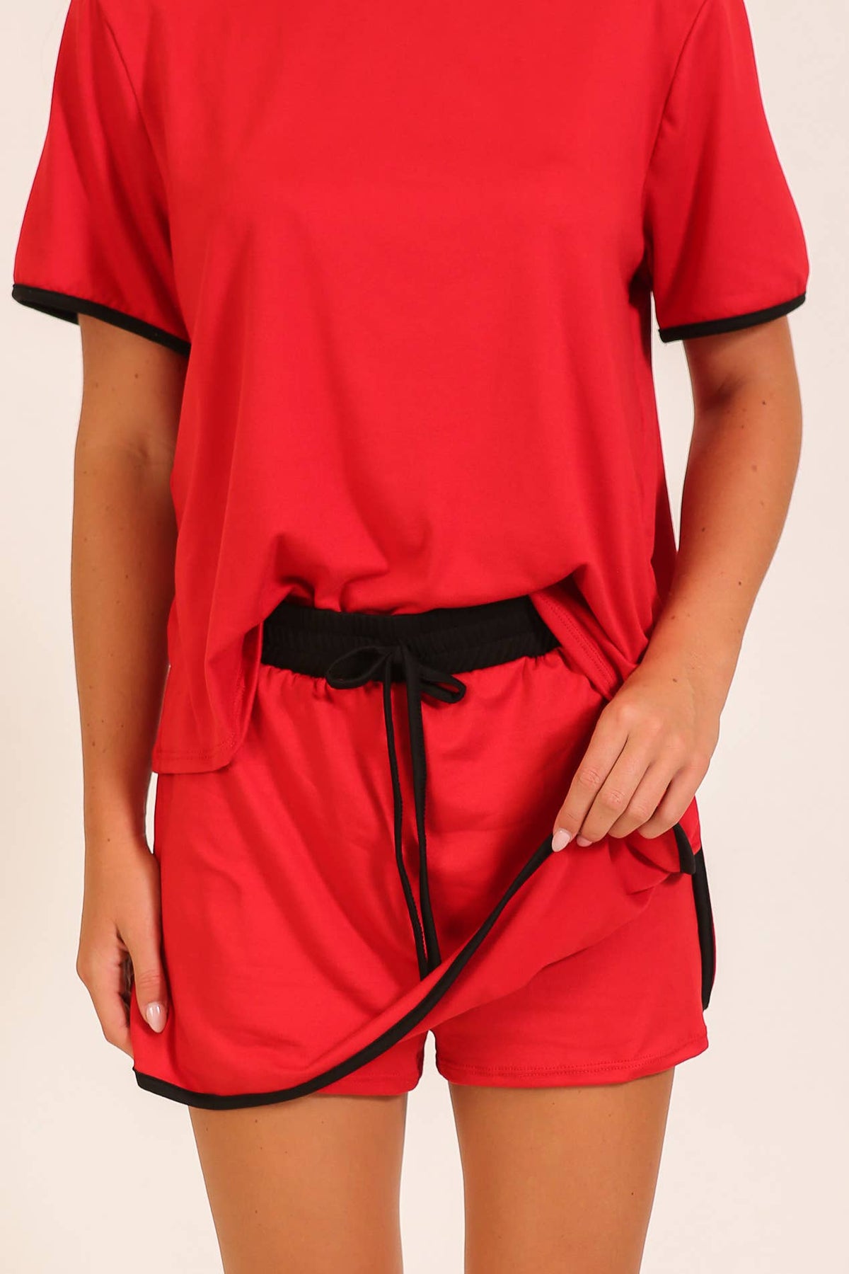 Contrast Trim Knit Game Day Skort Set: Burgundy/white / M