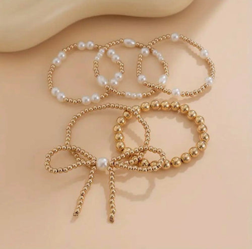 Golden Bow Bracelet Set