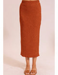 Rust Textured Midi Skirt