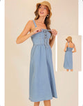 Lace-Up Denim Midi Dress
