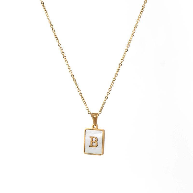 Square Initial 18K Gold-plated Stainless Steel Necklace -FGS: G