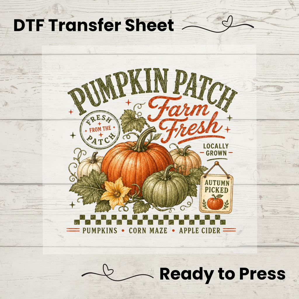 Pumpkin Patch Farm Fresh Fall DTF Transfer: 10"